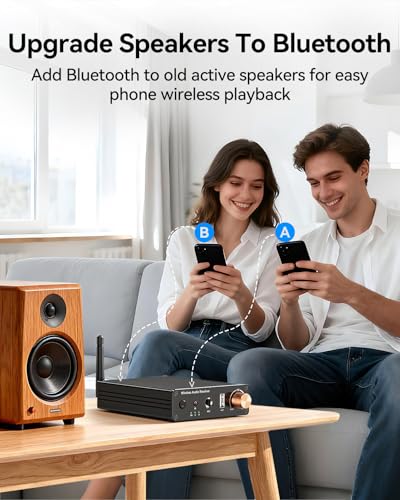 [Upgraded] Bluetooth 6.0 Receiver,Wireless Bluetooth Long Range Low Latency for Home Audio Music Streaming Stereo Systems,with AUX 3.5mm/RCA,USB Flash Drive Play and 6.5mm MIC Ports