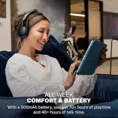 JLab, Go Work Gen 3, Wireless Headset, Boom Microphone, Noise Cancelling Mic, USB-C Dongle, Bluetooth Multipoint, Black | 70+ H, PC Headset or USB C Dongle, Noise Cancelling Microphone, Multipoint, On Ear Wireless Office Computer
