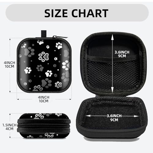 Square Data Cable Earbud Charger Coin Storage Bag Shockproof and Drop-Proof EVA Material Compatible with AirPod(Dog Paw Print and Star) - color: Dog Paw Print And Star