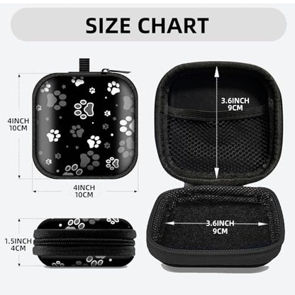 Square Data Cable Earbud Charger Coin Storage Bag Shockproof and Drop-Proof EVA Material Compatible with AirPod(Dog Paw Print and Star) - color: Dog Paw Print And Star