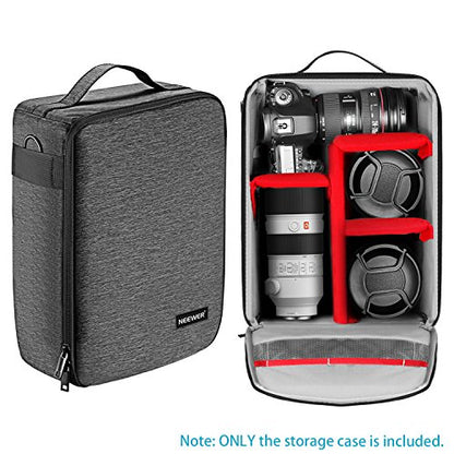 Neewer NW140S Waterproof Camera and Lens Storage Carrying Case 8.7x5.9x12.6 inches Soft Padded Bag for Canon Nikon Sony DSLR, 4 Lens or Flash, Trigger, Battery Accessories(Grey) | 8.7"x5.9"x12.6", Soft Padded Bag, Compatible with Canon Nikon Sony DSLR, 4