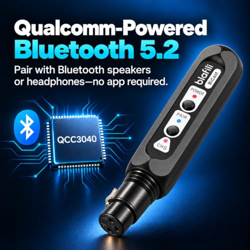 Bicast Bluetooth Transmitter, XLR Audio Input & 2-Device Pairing