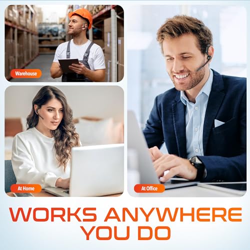 Delton Wireless Headset for Computer with Charging Case | Bluetooth Headset with Noise-Cancelling Mic, Specially Designed for MS Team, Zoom, Google Meet, Driving, and Office