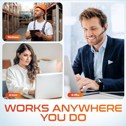 Delton Wireless Headset for Computer with Charging Case | Bluetooth Headset with Noise-Cancelling Mic, Specially Designed for MS Team, Zoom, Google Meet, Driving, and Office