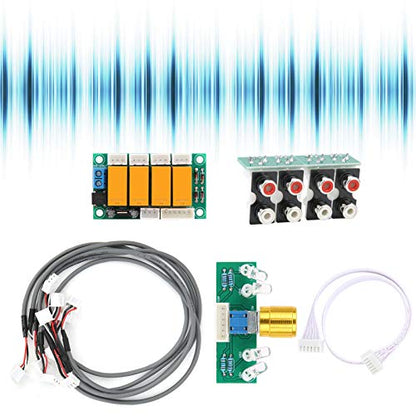 Audio Input Switch Board 4 Way Audio Input Selector Relay Module DC 7V-30V AC 6V-20V Manual Switching for PC TV Mobile Phone