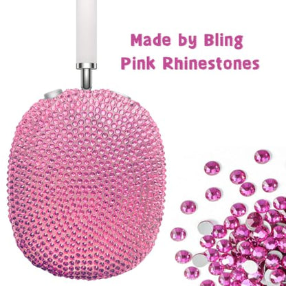 Glitter Case for Airpods Max, Pink Bling Rhinestone Encrusted Apple Headphone Cover Design,Sparkling Cute Airpod pro max Ear Covers Protective Accessories - color: Pink