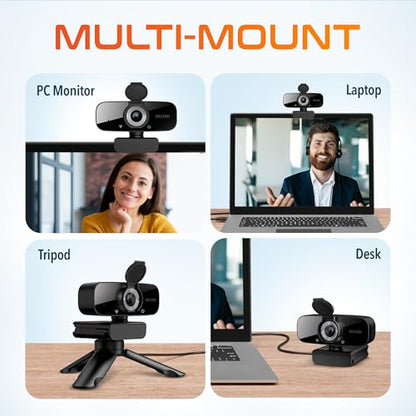 Delton 20X Bluetooth Computer Headset with Noise Cancelling Mic for Work | Wireless Headset with 1080p HD USB Web Camera, , Compatible with Zoom/Skype/Teams/Webex. - size: Headset with Webcam