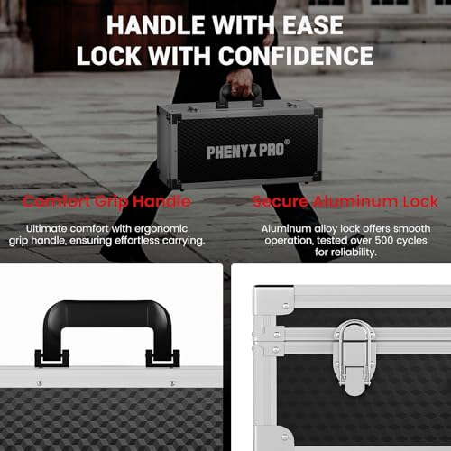 Phenyx Pro Storage Case with Pre-Diced Foam and Alloy Frame PCSE-XL | Aluminum Alloy Frame, Protective Gear Storage, Ergonomic Handle, Wireless Mic Systems, Camera Gear - size: Extra Large (53.5*22*29cm)