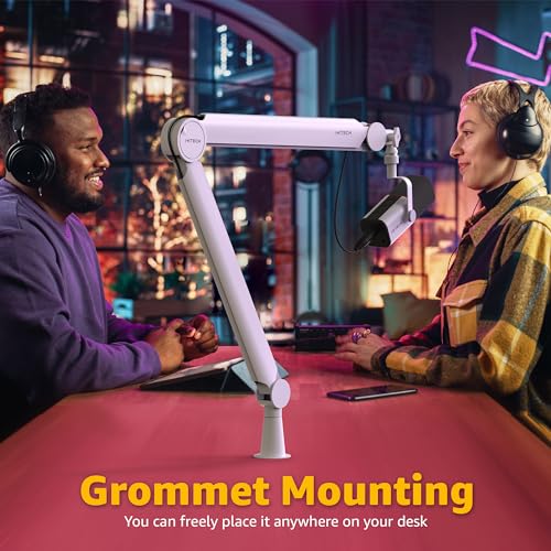 IXTECH Mic Arm White Premium Boom Arm 360° Rotatable Microphone Arm Stand with Desk Mount Fully Adjustable Sturdy and Universal VALIANT WHITE Model - color: 4 VALIANT WHITE