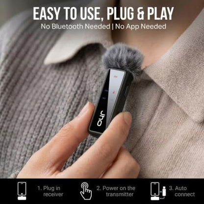 JHO Mini Microphone for iPhone & Android,16H Battery, Noise Cancelling Lavalier Microphone, Clip On Lapel Mic Pro for Content Creators Vlogging/YouTube/Tiktok/Streaming/Interview/Video Recording