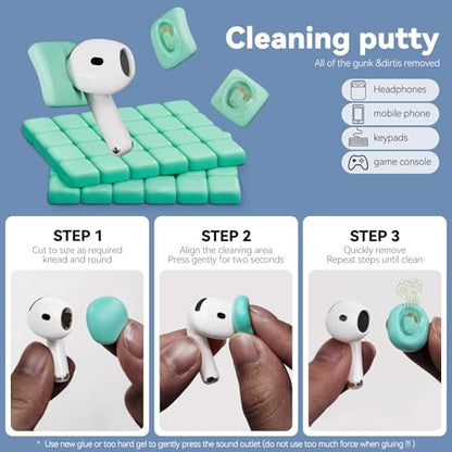 for AirPods Cleaning Kit with Cleaner Pen&Cleaning Putt-Green | 48 Pack Multifunction Deep Cleaner Tool Headphones for Airpods Pro 4 3 2 1 Generation Phone Charging Port,Earbuds - color: GREEN