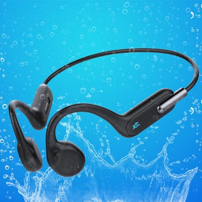 AYI Professional Swim Headphones True Bone Conduction Open Ear Headset Underwater MP3 Player Built-in 32G Memory IP68 Waterproof Bluetooth Earphone for Driving Bicycling Running Skiing-X6 Black - color: Swim Headphone X6 Black