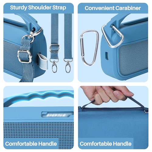 Lebakort Storage Case Kits Compatible with Bose SoundLink Flex 2nd Gen/Bose SoundLink Flex Portable Speaker (Blue Dusk Silicone Cover + Hard Case) - color: Blue Dusk Silicone Cover + Hard Case