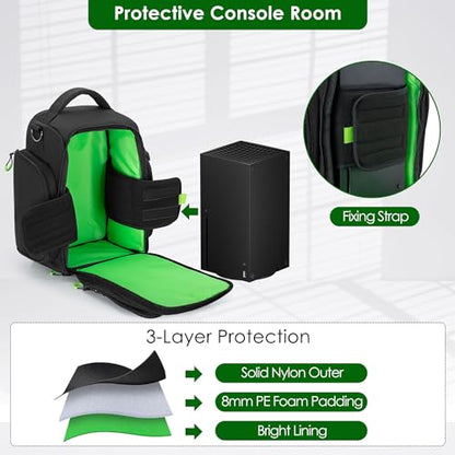 PGmoon Travel Carrying Case Compatible with Xbox Series X Console | Protective Storage Carry Bag for Controllers, Cables, Game Discs and More (Patent Design)