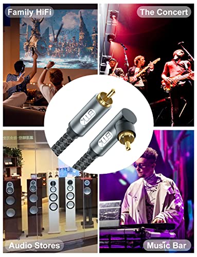 EMK 90 Degree RCA Cable, Male to Male Subwoofer Cable Right Angle Digital Coaxial Cable Dual Shielded RCA Audio Cable with Gold Plated Connectors,Pack of 2 (12 Feet/4M, 2PCS 90° RCA Cable, Black)