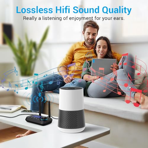 3-in-1 Low Latency Bluetooth 5.3 Transmitter for TV Audio Receiver Adapter for Stereo Long Range W.Screen Volume Control Aux/RCA/Optical Input/Output Surpport Up to 2 BT Headphones - color: Dual Antenna-BLACK