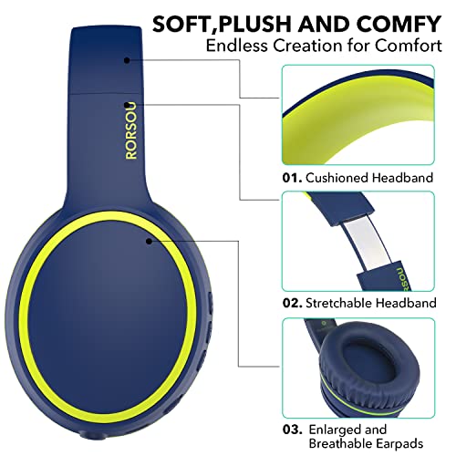 B10 Wireless Bluetooth Over-Ear Headphones, Lightweight Folding Stereo Bass Headset with Mic, 50H Playtime, Volume Control, Bluetooth 5.3 Headphones for iPad/Travel/Tablet/PC (Blue) - color: Blue
