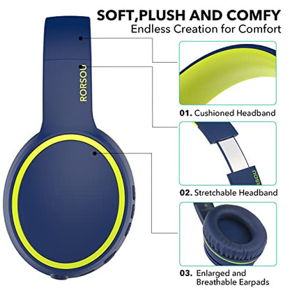 B10 Wireless Bluetooth Over-Ear Headphones, Lightweight Folding Stereo Bass Headset with Mic, 50H Playtime, Volume Control, Bluetooth 5.3 Headphones for iPad/Travel/Tablet/PC (Blue) - color: Blue