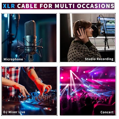 XLR Cables 100ft 2 Packs, Microphone Cables Male to Female 3 Pins - size: 100 feet