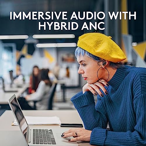 Logitech Zone True Wireless Bluetooth Noise Canceling Earbuds with Microphone, Hybrid ANC, Transparency Mode, Certified for Microsoft Teams, Zoom, Google Meet, Google Voice - Graphite