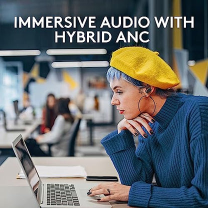 Logitech Zone True Wireless Bluetooth Noise Canceling Earbuds with Microphone, Hybrid ANC, Transparency Mode, Certified for Microsoft Teams, Zoom, Google Meet, Google Voice - Graphite