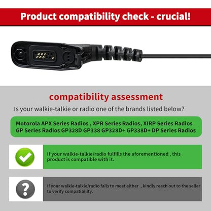 Police Radio Earpiece APX 6000 Walkie Talkie Ear Piece Talky Headset Headphone with Mic Microphone for Motorola APX 8000 1000 7000 4000 xpr 7550e 7550 6550 6350(C Shape Swiveled)