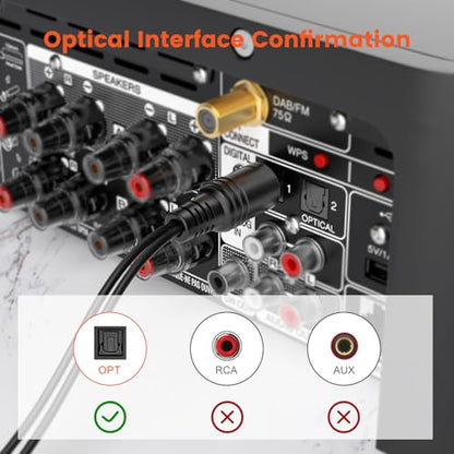 VANAUX 1x2 Digital Audio Splitter, Fiber Optic Digital Audio Cable, Toslink S/PDIF 1 Male Input 2 Female Output Support LPCM2.0, Dolby Digital, DTS 5.1 (1ft/0.3m) - size: 1ft/0.3m
