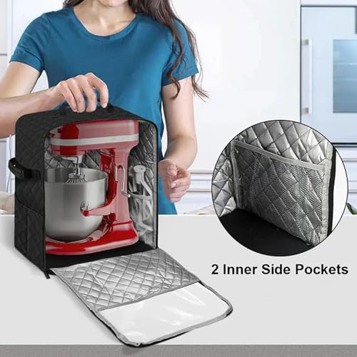 Vertical Mixer Protector, with Pockets, Fits 4.5QT-8QT Mixers for Machine Cover and Mixer Storage Bag - color: large