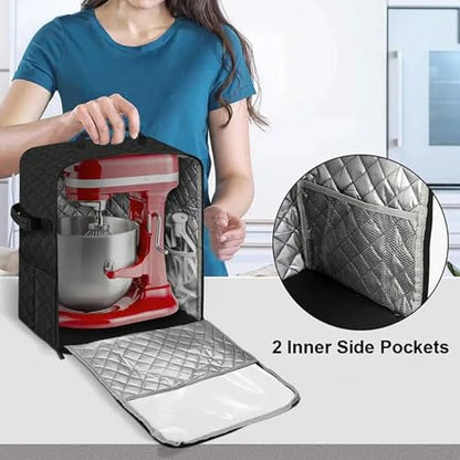 Vertical Mixer Protector, with Pockets, Fits 4.5QT-8QT Mixers for Machine Cover and Mixer Storage Bag - color: small