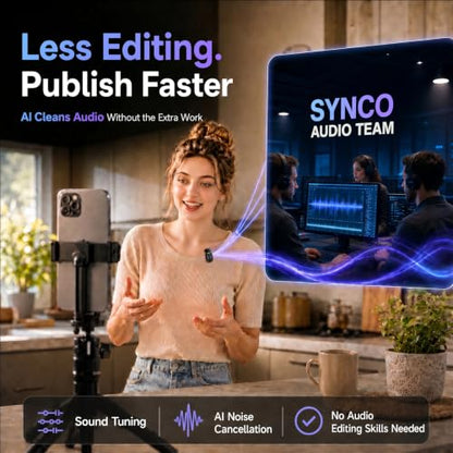 SYNCO AI Mini Wireless Lavalier Microphone for Android USB-C Creators