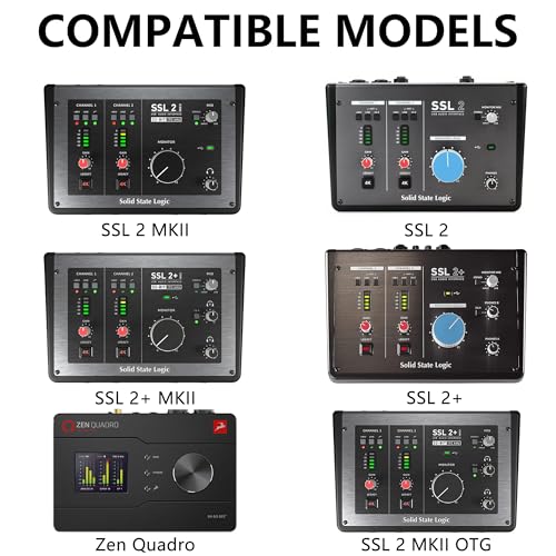 Musiin Custom Audio Interface Case Compatible with SSL2+ MKII OTG(Grey) | Fitted EVA hardshell case with soft lining, handle and dual zippers. - color: SSL2 Grey