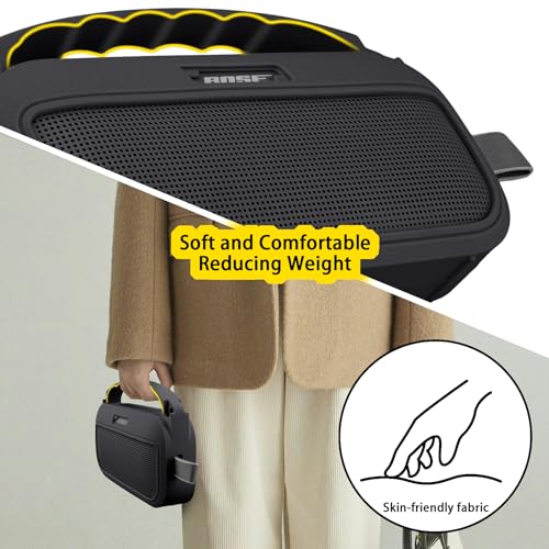 co2CREA Soft Silicone Case for Bose SoundLink Flex 2nd Gen, Black | Skin-Friendly Handle, Adjustable Shoulder Strap, Crossbody Carrying, Aluminum Carabiner, Lightweight - color: Black Case