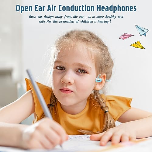 BANIGIPA Kids Headphones, Open Ear Headphones for Teens Child Boys Girls | Wireless Bluetooth 5.4 Headset w/ Built-in Mic for School/Tablet/Travel, 13g Ultra-Light, 85dB Protect Hearing, 10H Playtime - color: G03-Sky Blue