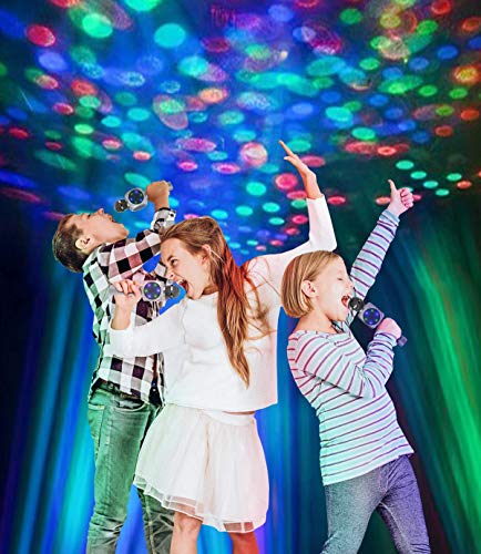 Sing-Along Bling Bluetooth Karaoke Microphone with LED for Karaoke Speaker | Rechargeable Bedazzled Microphone, Wireless Karaoke Microphone with LED Lights, SD Card Slot, Skip Tracks - Confetti Bling - color: Silver Bling