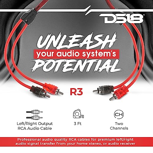 DS18 R3 Ultra Flex RCA Male to 2-Male RCA Cable, Y Splitter Design, (3 Feet) - size: 3 Feet