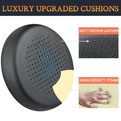 SOULWIT Replacement Earpads for JLab Go Work/Go Work Gen 2 Wireless Headsets, Ear Pads Cushions with Soft Protein Leather and High-Density Memory Foam - Black