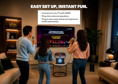 Singing Machine Karaoke Machine Screen, WiFi, Music Apps, 2 Microphones | Portable Karaoke Speaker for Adults & Kids, Ideal for House Parties, Compatible with YouTube & Spotify - color: black
