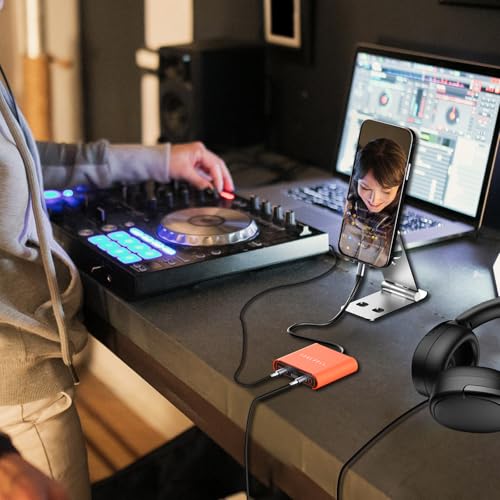 192kHz/24bit Audio Interface, Portable USB and iPhone Guitar Interface - color: Orange