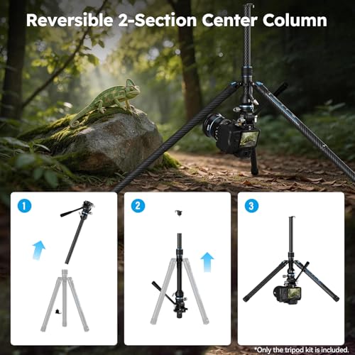 SIRUI Traveler Air-L Carbon Fiber Travel Video Tripod, Fluid Head, 61" | 8° Leveling Base, 11LB Load, 360° Pan, ±90° Tilt, 2S Quick Release Leg, Reversible Column, Hiking, Vlogging - style: Fluid Head Travel Tripod