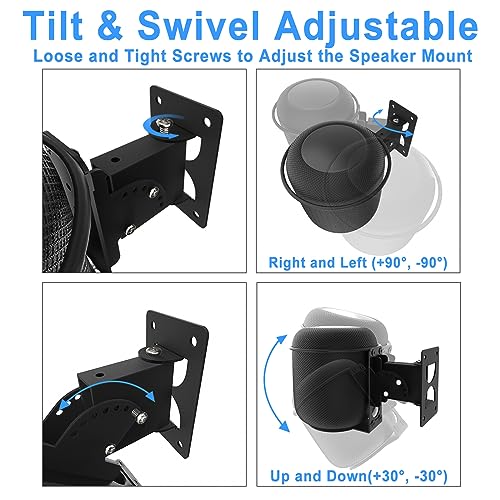 Heavy Duty 2-Pack Speaker Wall Mount for HomePod 1st Wall Mount, Adjustable Swivel & Tilt Mounts for HomePod Gen 1, for HomePod 1st Mounting Brackets with Hardware Kit (Black) - color: Black