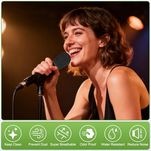 MECCANIXITY 240 Pcs Disposable Microphone Cover Mic Cover (Black) - color: Black