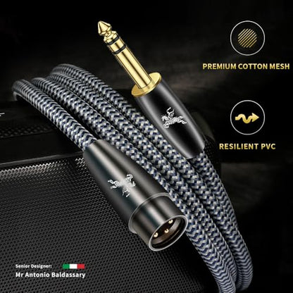 6.35mm (1/4") TRS to XLR Male Balanced Cable, 1M/3.2ft, for Mic, Mixer & Interface (1-Pack) - color: 6.35MM to XLR male, size: 3.2FT/1m