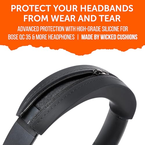 WC BandZ QC35 - Silicone Headband Cover for Bose QuietComfort 35, 35ii & 45 | Made by Wicked Cushions | Also fits QC 2023 & More, Enhanced Style & Sweat Protection | Black - color: Black