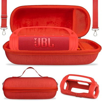 JCHPINE Silicone Cover and Carrying Case for JBL Flip 7 Portable Speaker - color: Red