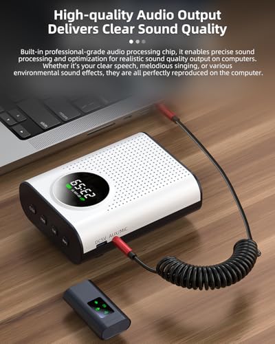 S67 Voice Amplifier Wireless Microphone Dual for Teachers Classroom Rechargeable, Mini Lavalier Lapel Mic, Portable Speaker PA System with LED Display for Class, Tour Guide, Coaches, White - color: White 2 Mics