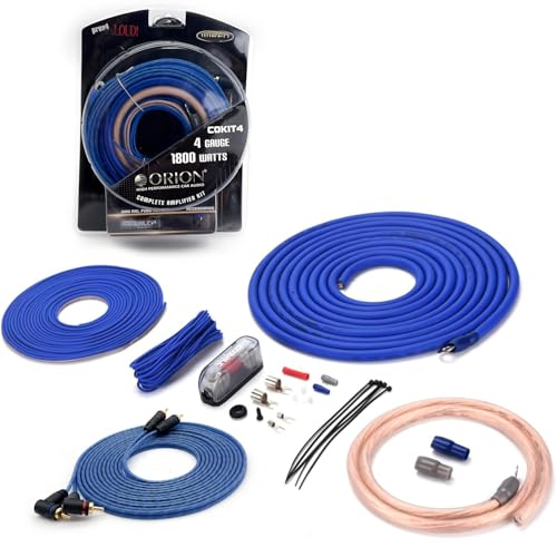 ORION Cobalt COKIT4 4-Gauge CCA Amp Wiring Kit, 100% American Wire Gauge (AWG) Standard, High Current Amplifier Install Kit with Fuse Holder, RCA Cable & Speaker Wire for Car Audio Systems - size: 4-Gauge