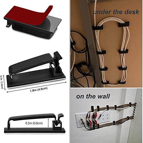 SOULWIT 50Pcs Self Adhesive Cable Management Clips - Black | for TV PC Ethernet Cable, Wall, under Desk Home Office - color: Black