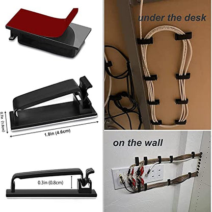 SOULWIT 50Pcs Self Adhesive Cable Management Clips - Black | for TV PC Ethernet Cable, Wall, under Desk Home Office - color: Black