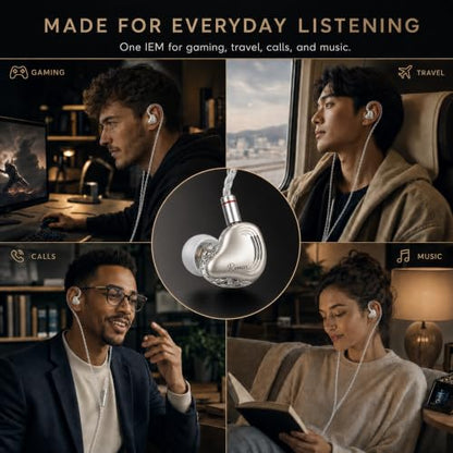 Rosmas HiFi Earbuds with Mic, USB-C Wired Earbuds HiFi Earphones,SM10 Pro 5-Driver Hybrid IEM Earphones, 4BA+1DD Driver System, Detachable 2-Pin Cable, in Ear Monitors for Gaming Music Calls - color: silver&USB-C