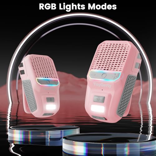 2026 Upgrade Wearable Bluetooth 5.4 Speaker, IPX6 Waterproof Clip on Wireless Speakers, Portable Speaker with RGB Lights and Flash, Built-in Mic,15H Playtime for Cycling/Home/Party/Beach/Outdoor(Pink) - color: Light Pink